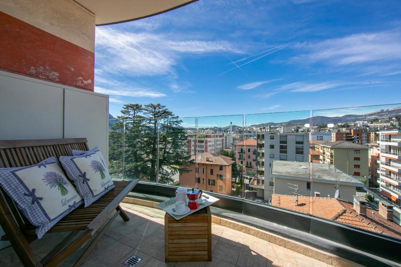 Ferienwohnung Panoramic Penthouse Lugano Exterior foto